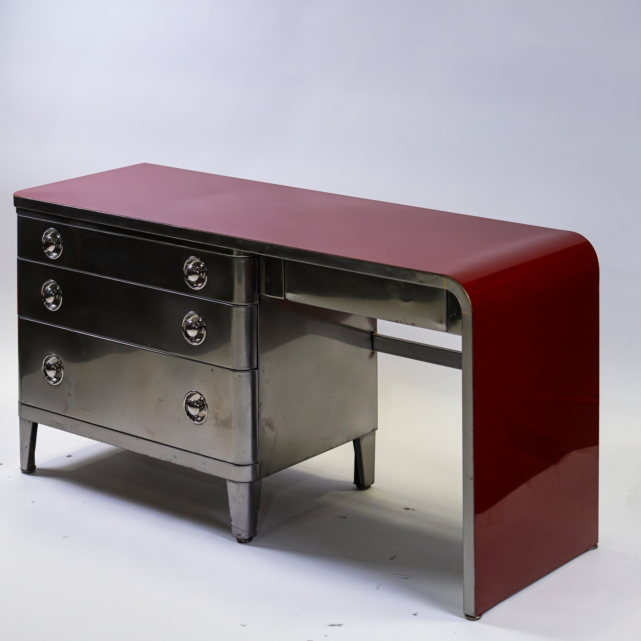 Norman Bel Geddes Red Steel Desk