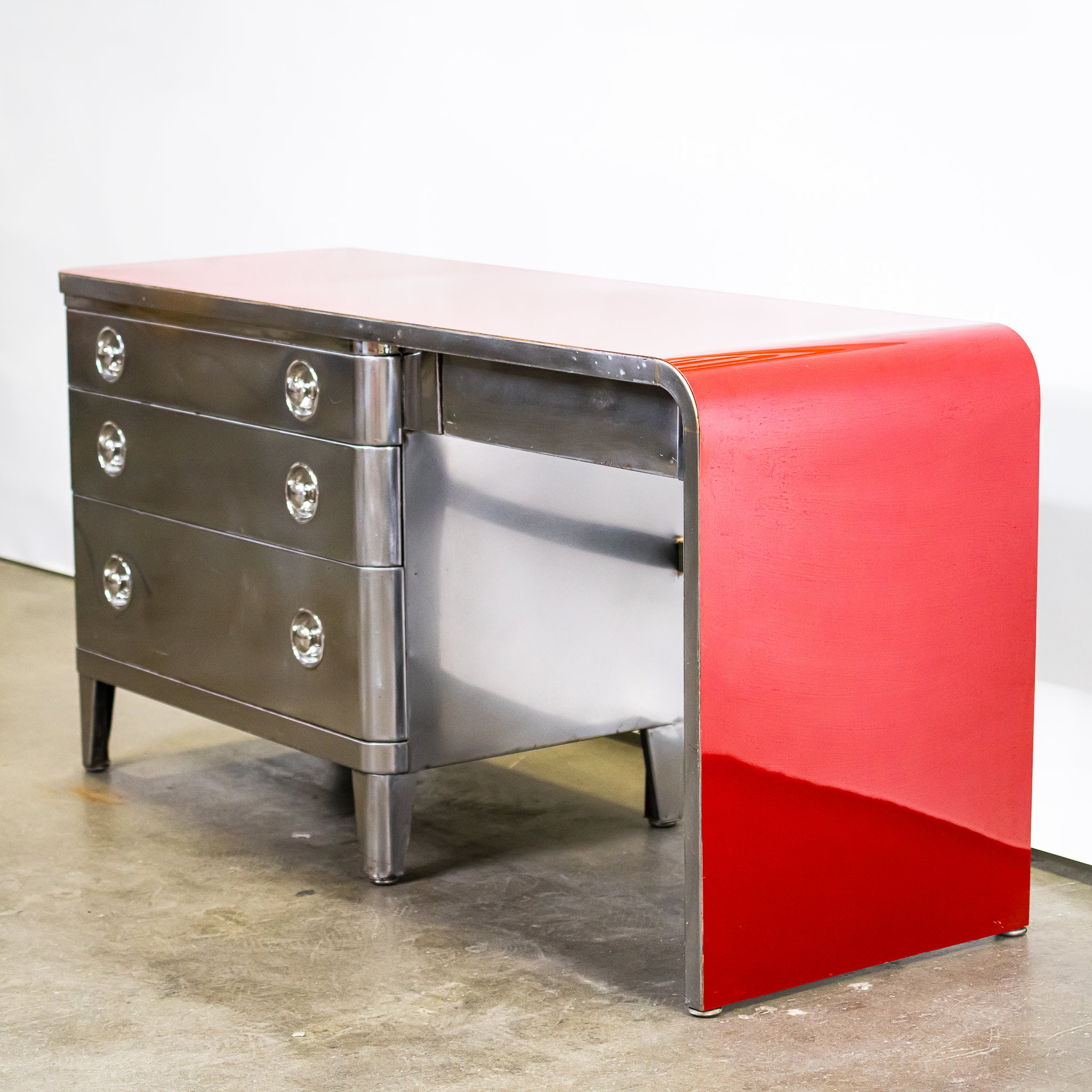 Norman Bel Geddes Red Steel Desk