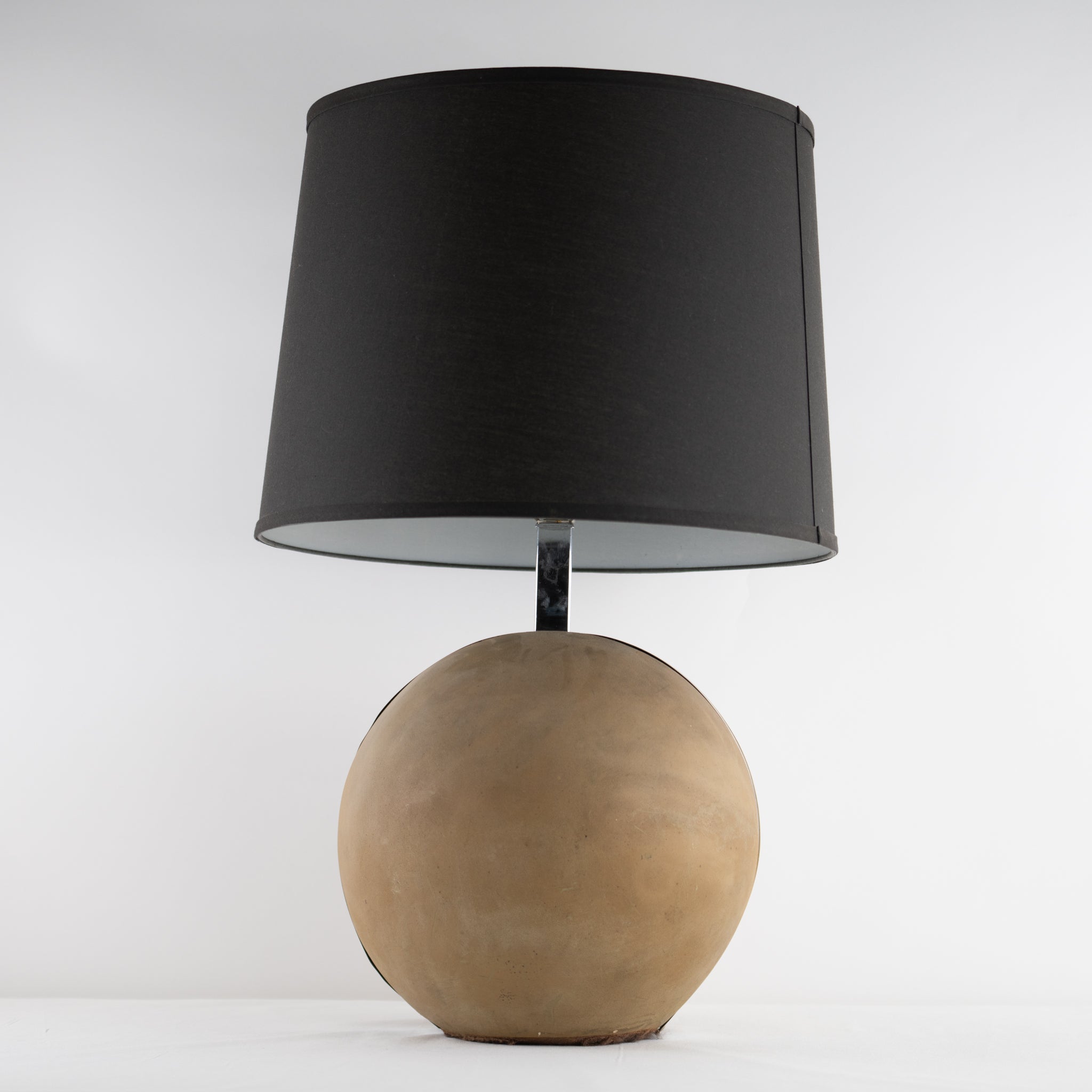 Concrete Round Table Lamp with Chrome Accents