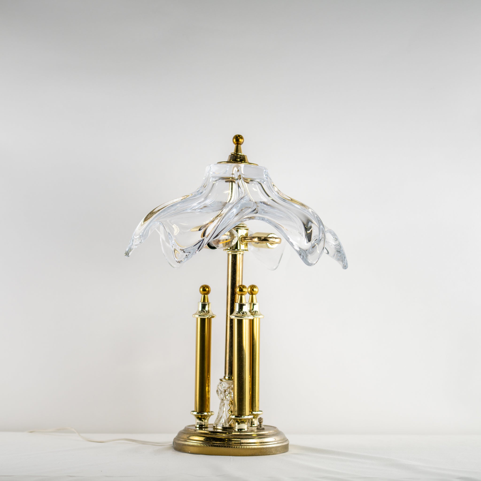 Cofrac Art Verrier Crystal & Brass Lamp