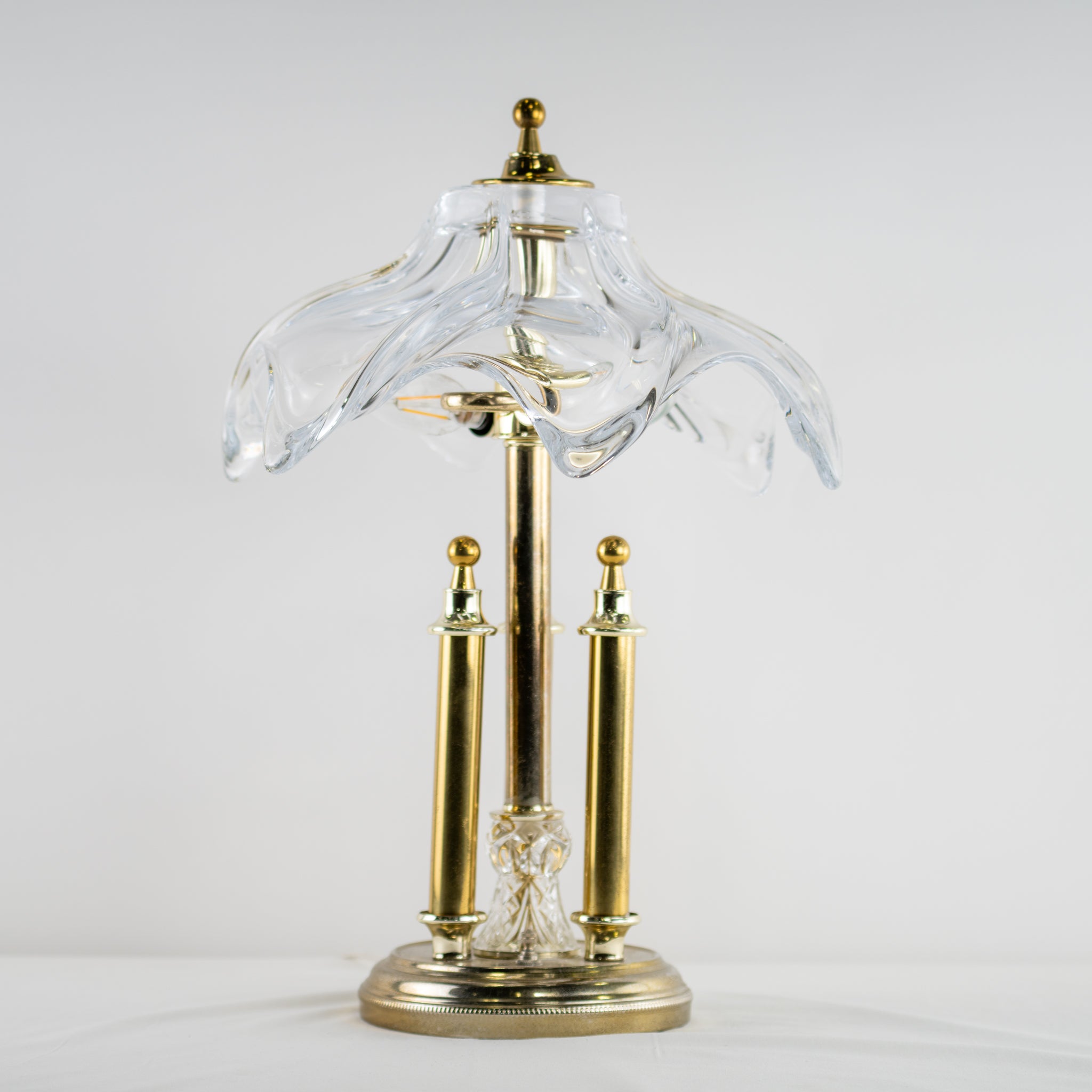 Cofrac Art Verrier Crystal & Brass Lamp