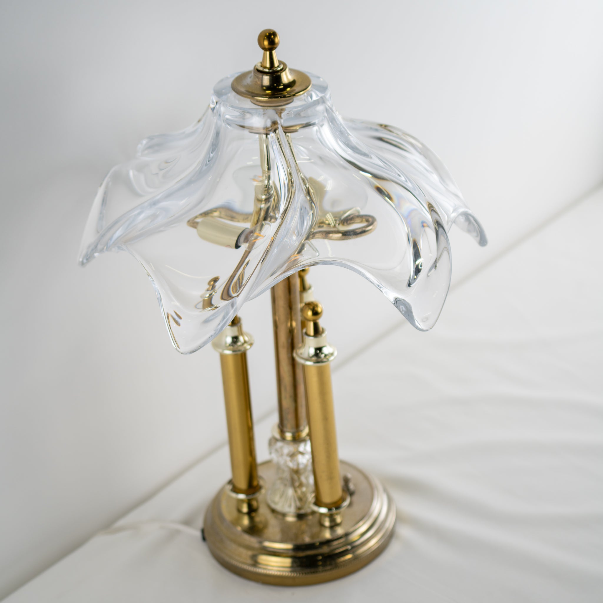 Cofrac Art Verrier Crystal & Brass Lamp