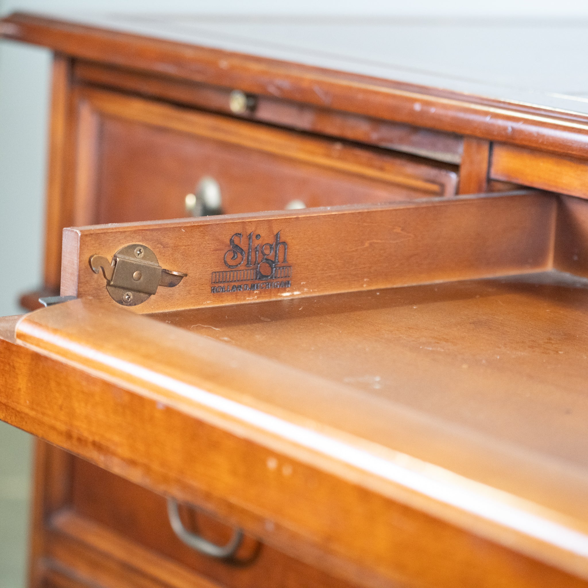 Sligh Mahogany Executive Desk with Leather Top