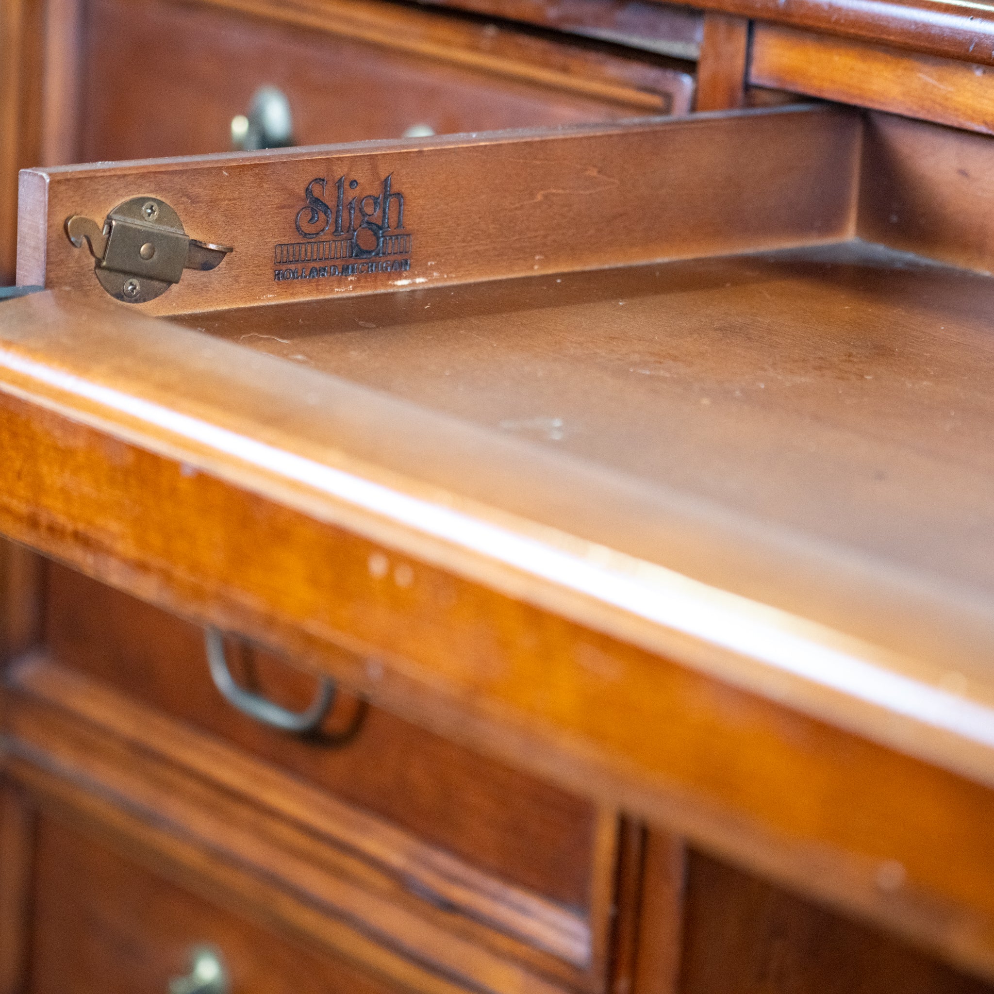 Sligh Mahogany Executive Desk with Leather Top