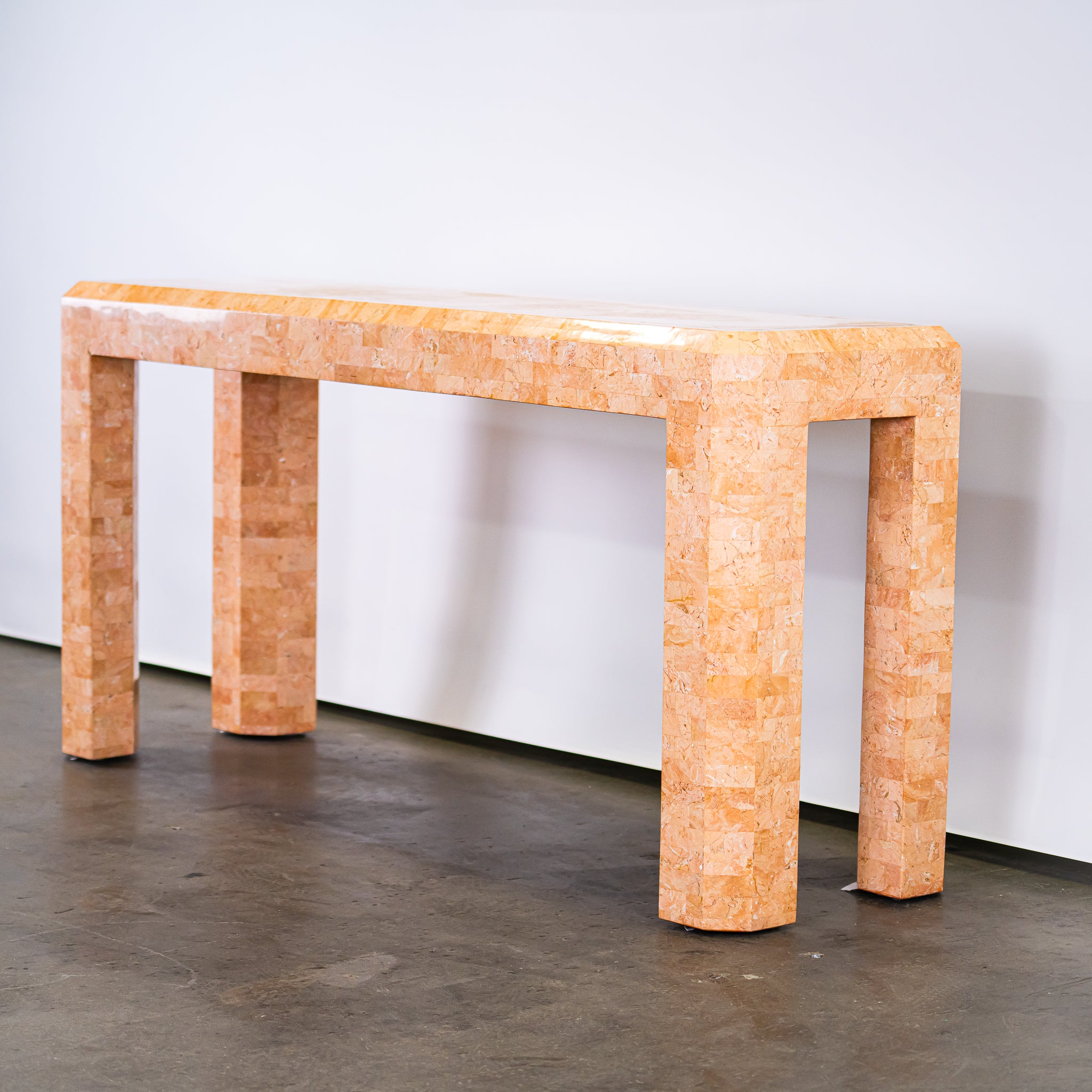 Tessellated Stone Console Table - Pink/Coral